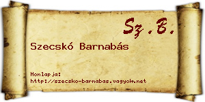 Szecskó Barnabás névjegykártya
